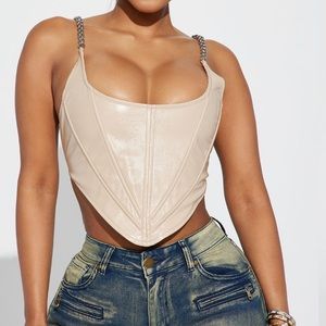 Faux leather top